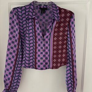 House of Harlow 1960 Cropped Button Down Shirr